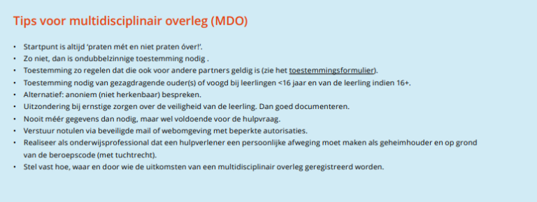 Tips voor Multidisciplinair overleg voor MDO
